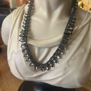 LOGO Lori Goldstein  gunmetal smoky grey crystal 20”Necklace with extender